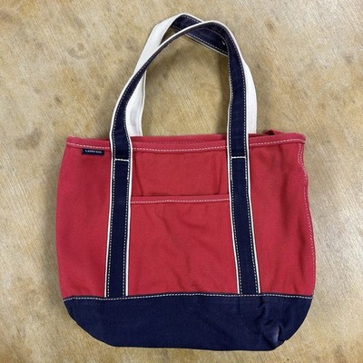 バッグ 90's LAND'S END TOTE Vintage 90s Lands' End Faded Red Navy Blue Canvas Tote Bag