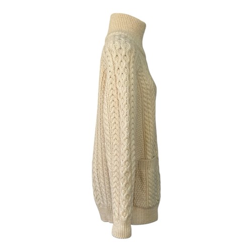 Vintage 60s CARRIAG DONN Unisex 40 100% Wool Sweater Jacket Aran Fisherman Irish - Picture 4 of 24