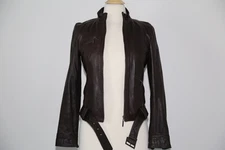 Auth Genuine Soft Lamb leather biker jacket vintage chocolate brown Barely Worn!
