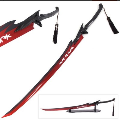 45.25'' The Unforgotten Yone Metal Curved Sword Blade with Display Table Stand
