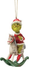 Enesco Dr. Seuss Grinch by Jim Shore Riding on Rocking Horse Hanging Ornament