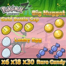 EXP. CANDY XL🔥 RARE CANDY⚡X30🔥Big Nugget🔥Lucky Egg🔥 Pokemon Legends ZA