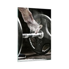 Wandbilder 80x120cm Glasbild Sport athlet anheben fitness XXL Bilder Wanddeko