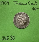 1909 Indian Head Cent / Penny 1c Vg Very Good