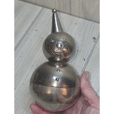 Vintage 60s Tipsy Clown Bank Silver Toned Metal with Weighted Bottom by Raimond