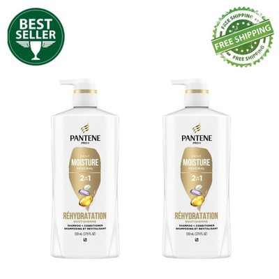 2pk Pantene Pro-V Daily Moisture Renewal 2 in 1 Shampoo & Conditioner, 17.9 Oz