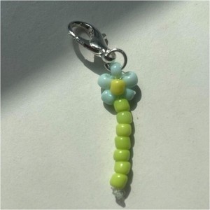 Green Beaded Dangle Charm Pendant with Lobster Clasp