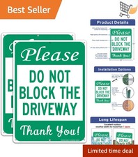 Do Not Block Driveway Sign 14x10 Aluminum 2-Pack Weatherproof Indoor Outdoor