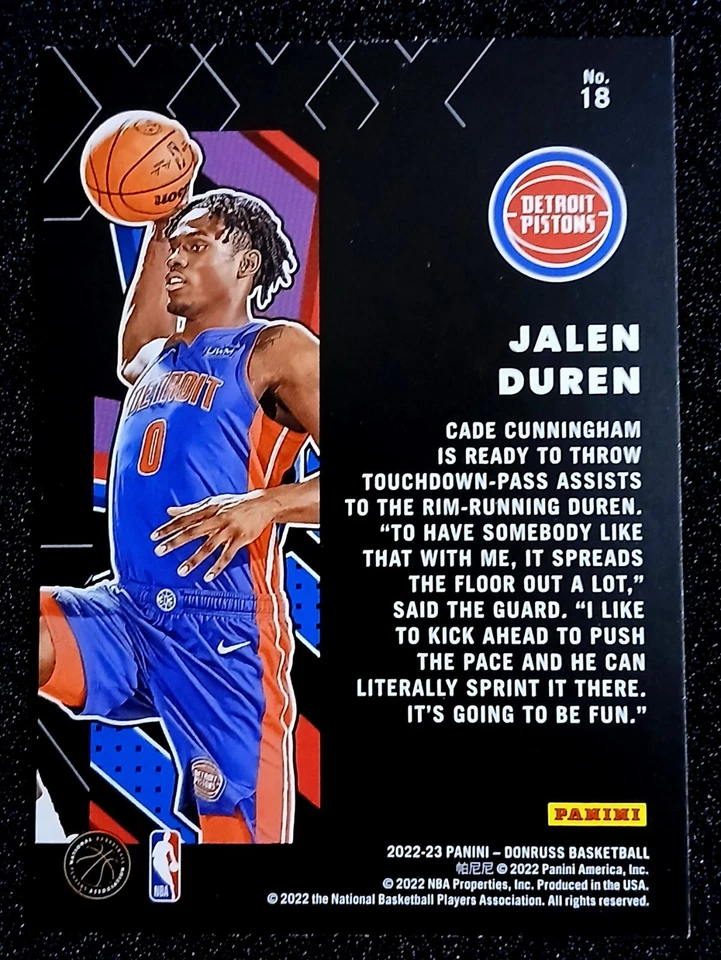 2022-23 Panini Donruss Jaden Ivey Rookie Pistons Great X-Pectations SP #18 NM-MT - Image 2 of 2