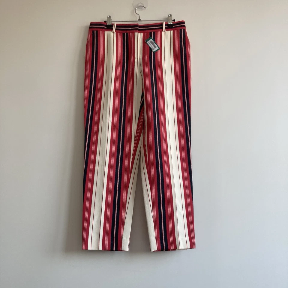Pantaloni a righe Loro Piana Gipsy New York rossi bianchi taglia IT42 EU38... - Immagine 2 di 4