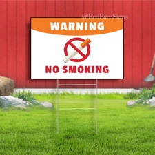 WARNING! NO SMOKING Indoor Outdoor Yard Sign with metal stakes