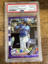 💎2019 Bowman Chrome Bo Bichette Purple Refractor 9/250 PSA 10 GEM MINT BCP234💎