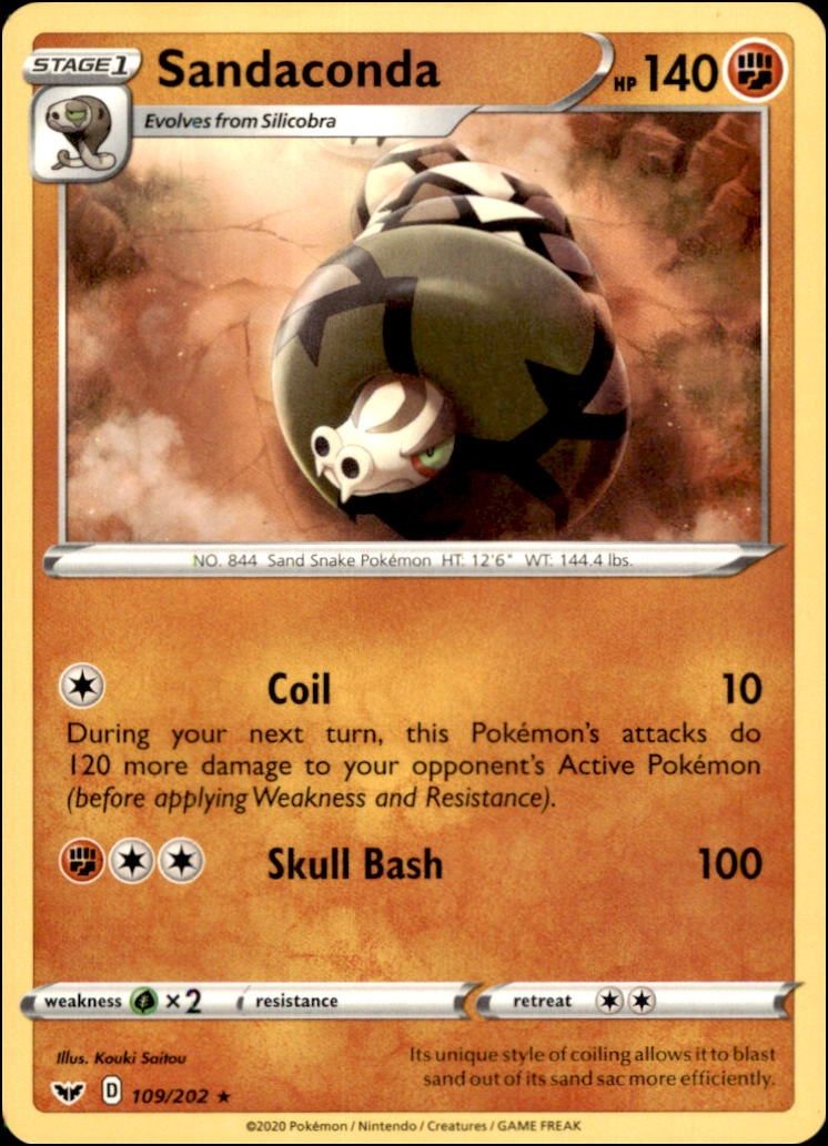 Pokemon - Sandaconda (109) #109/202 - SWSH01: Sword & Shield Base Set Rare