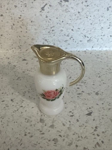 Vintage Avon Miniature Milk Glass Pitcher Perfume Bottle Charisma Perfume EMPTY