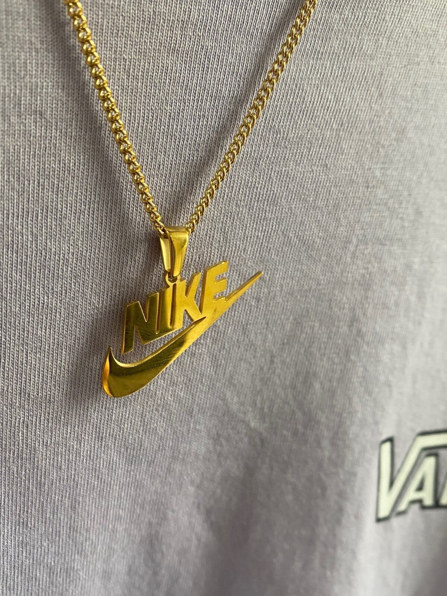nike swoosh chain necklace check tick Gold - Silver stainless