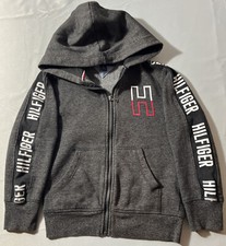 Tommy Hilfiger Hoodie gray fleece zip-up Sweatshirt Zip boy sz 5/6