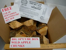 APPLE WOOD CHUNKS CHIPS BIG 10" CUBE BOX  BBQ SMOKER GRILLING RESTAURANT USE