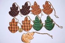 9~Primitive~Fall~Autumn~Fussy Cut~Leaves~Linen Cardstock~Gift~Hang~Tags