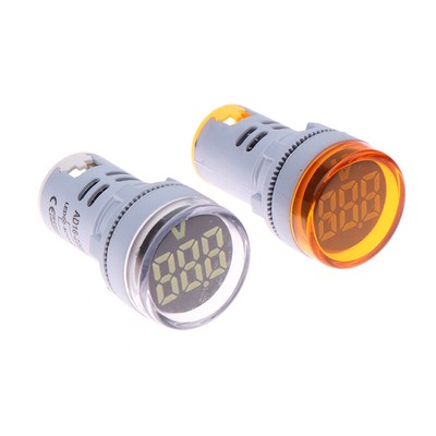 22mm AC 25-500V Round Mini Digital Voltmeter Ammeter LED Indicator Lamp
