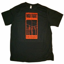 WAX TRAX! WIRE LOGO SHIRT-RED Industrial, Front 242, FLA, Ministry, TKK, EBM