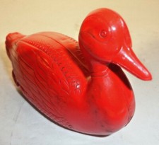 Vintage Celluloid Red Duck Shaker Rattle Figurine Toy Classic