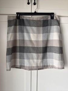 LOFT - Plaid Skirt - Size 16 - LOFT Plus - Brown And Gray Plaid - Excellent Cond