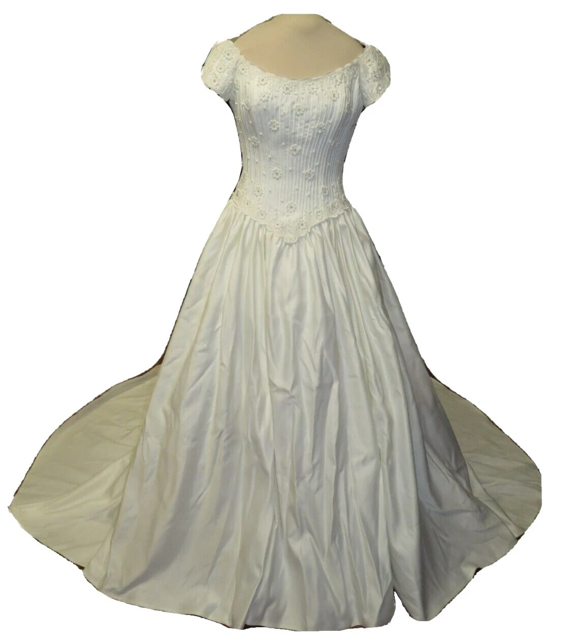 Crystal/Diamante White Cap Sleeve Wedding Dresses