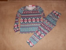 NEW, GIRLS JUSTICE PATTERNED RAGLAN 2 PIECE PAJAMA SET, SIZE S 7/8 