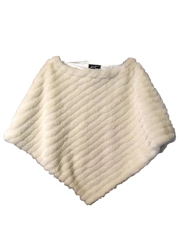 Faux Fur Poncho Wrap Shawl Shrug Cape Cover Cream / Ivory EUC 