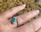Vintage Native American Silver and Turquoise Snake Wrap Ring Size 6