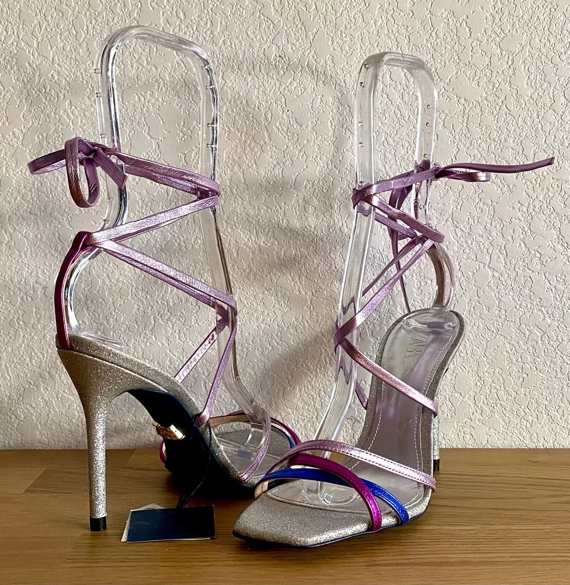 Zara silver clearance strappy heels