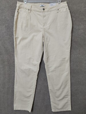 Croft Barrow Corduroy Pants Womens 18 Ivory Straight Leg Stretch NEW