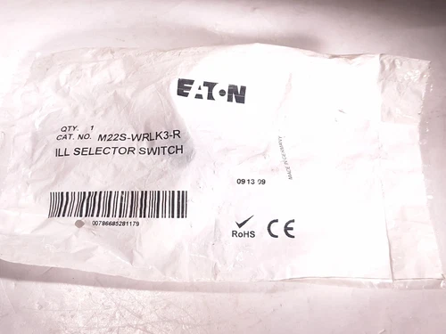 EATON MOELLER M22S-WRLK3-R ILLUMINATED SELECTOR SWITCH RED 22.5MM - 9 AVAILABLE