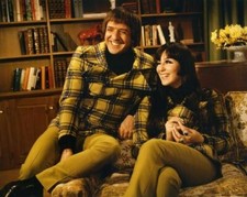 Sonny Bono & Cher 60's matching Mod mustard plaid suit Vintage 8x 10 Color Photo