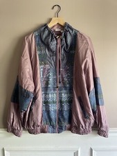 Vtg 80s 90s Athletic Works Windbreaker Jacket Womens Large Purple Pink Blue
