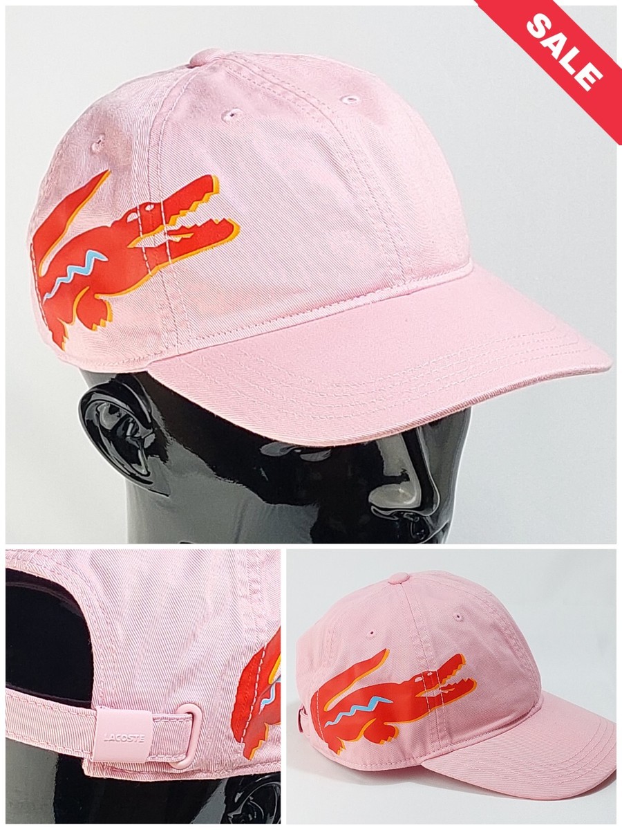 LACOSTE PINK SPORTS CAP CROCODILE PRINT LOGO COTTON UNISEX