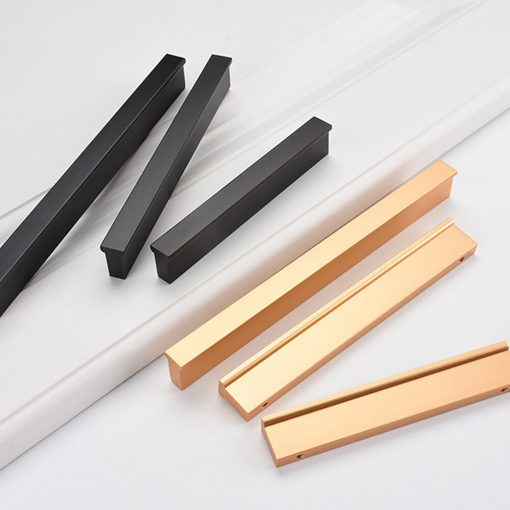 6X Wardrobe Cabinet Handles T/L Bar Kitchen Cupboard Pulls Drawer Knobs Black A-image