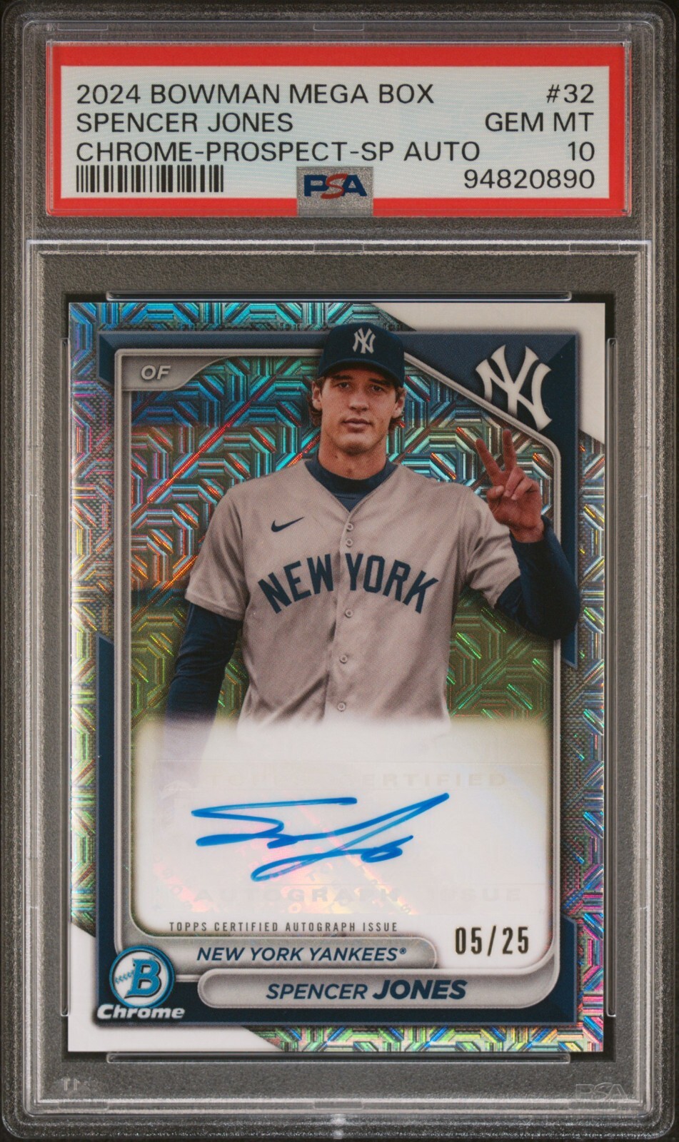 2024 Bowman Mega Box Spencer Jones Chrome SP Auto #/25 PSA 10 🔥