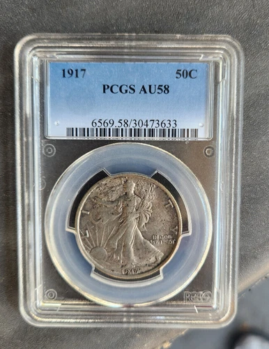 1917 p walking liberty half dollar PCGS AU 58