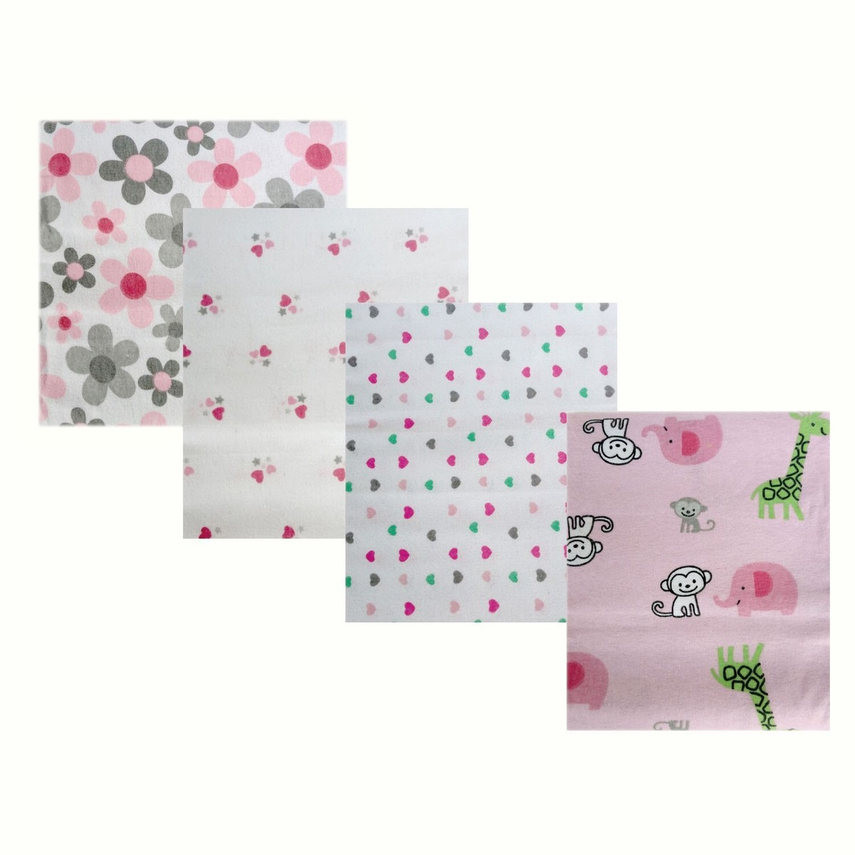 Baby Girl Newborn Flowers, Hearts Swaddle Blanket Flannel Receiving  Blankets NEW