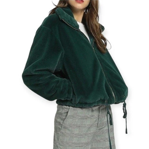 UNDERCOVER Giacca pile verde Victoria's Secret morbida pelliccia Uptown Cutie Dasher scolaretta