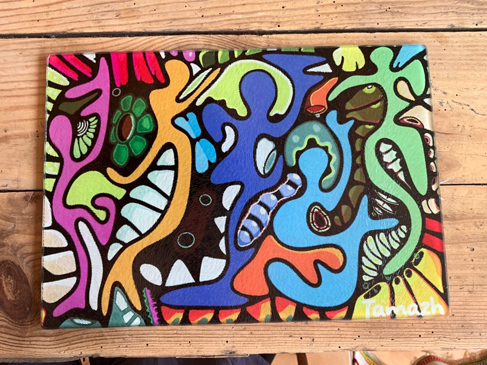 Dessous de plat artistique en verre pour protéger les tables en bois