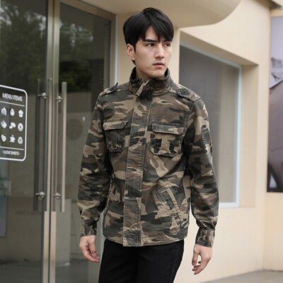 Spring Casual Jacket Men's 100% Cotton Camouflage Jacket