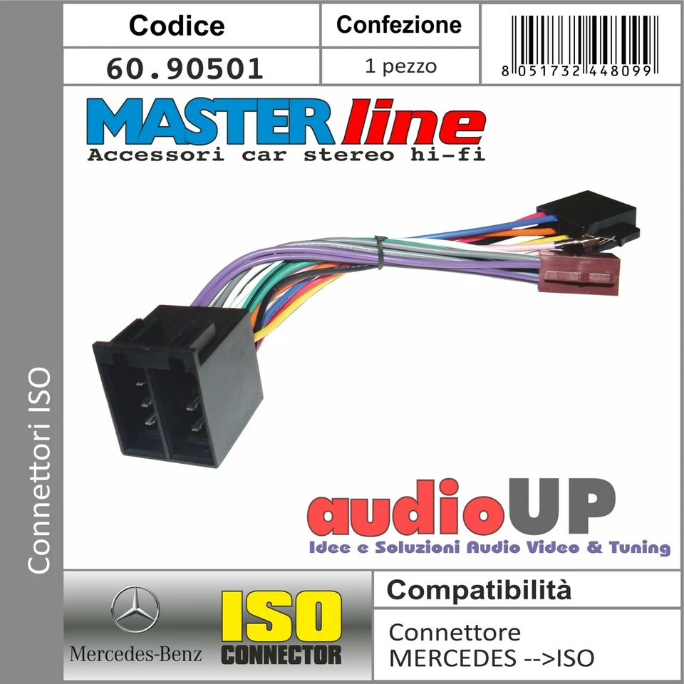 Connecteur Iso Autoradio Mercedes Classe A De 1997 À 2005 - Adaptateur Radio - Photo 1/1