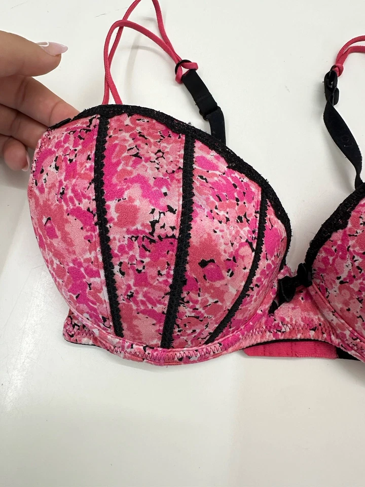 Apt. 9 Intimates Womens Bra Size 34B Pink Floral Black Padded Adjustable - Image 2 of 4