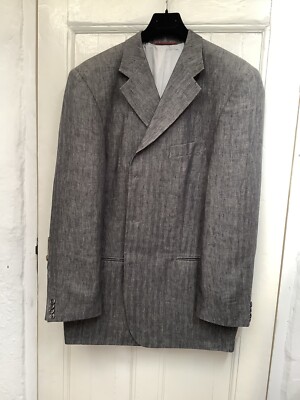 ROY ROBSON HERREN ANTHRAZIT DUNKELGRAU FISCHGRÄT LEINEN BLAZER JACKE UK44 /EU54