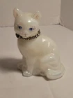 Vintage Fenton Iridescent Cat Figurine Rhinestone Signed A. Meeks