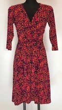 Leota Perfect Wrap Dress Desert Petal Print USA made Spandex Flex Small S