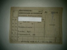 Abo - Monatskarte -Kraftverkehr Städtischer Nahverkehr  1992