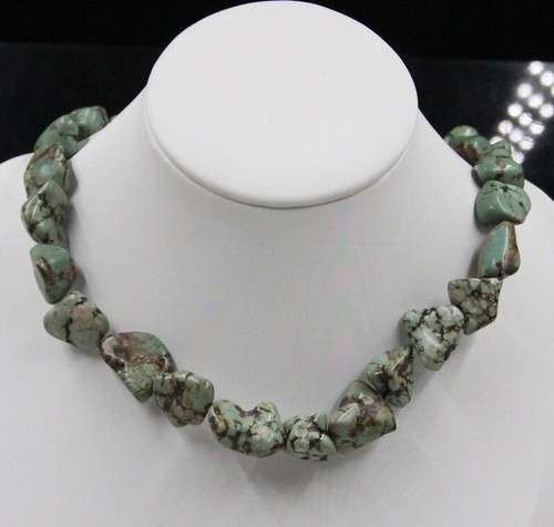 Natural Turquoise Necklace Green Gemstone Beads Jewelry 18 inches Fancy Hot - Picture 4 of 5